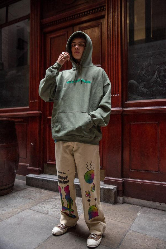 Green Hoodie With Green DBDNS Embroidery - Dreambutdonotsleep