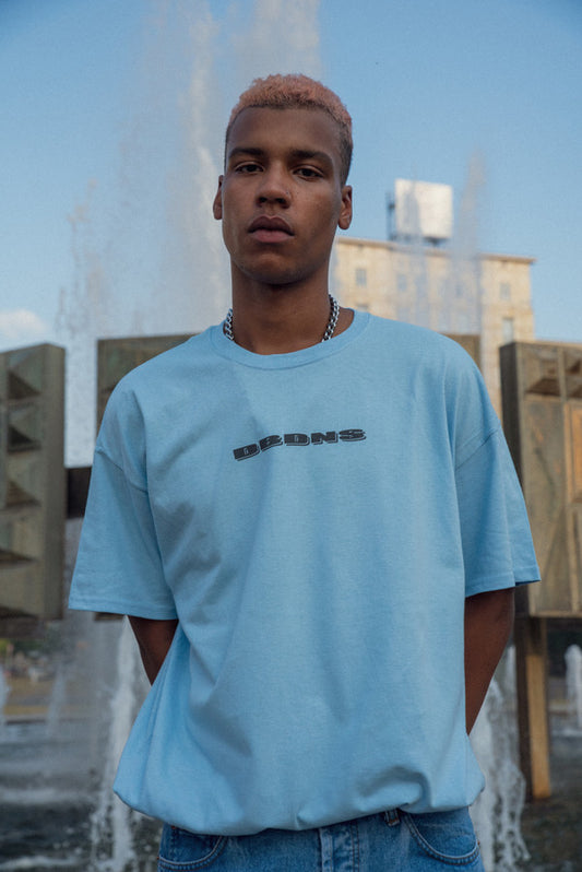 Short Sleeve Tshirt in Light Blue with QR Code Print