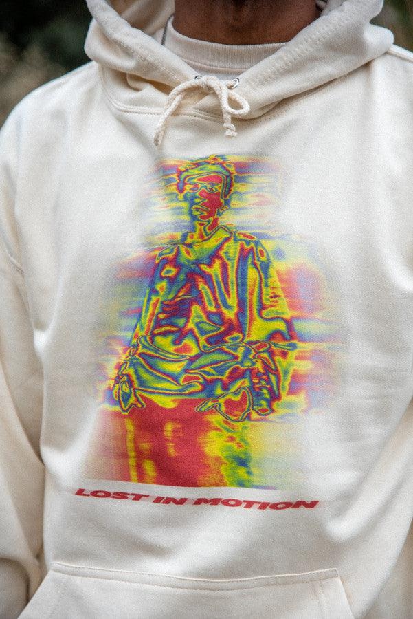 Hoodie in Neutral With Lost In Motion Infrared Print - Dreambutdonotsleep