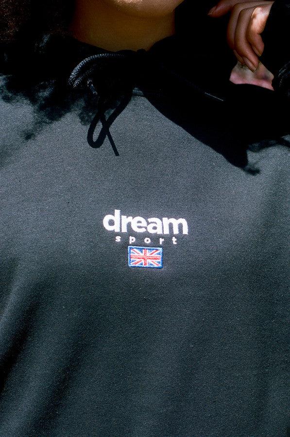 Black Hoodie With Dream Sport Embroidered Logo - Dreambutdonotsleep