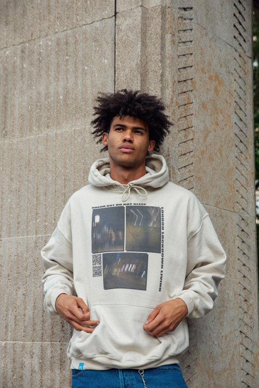 Hoodie In Sand With Ghost Town Print - Dreambutdonotsleep
