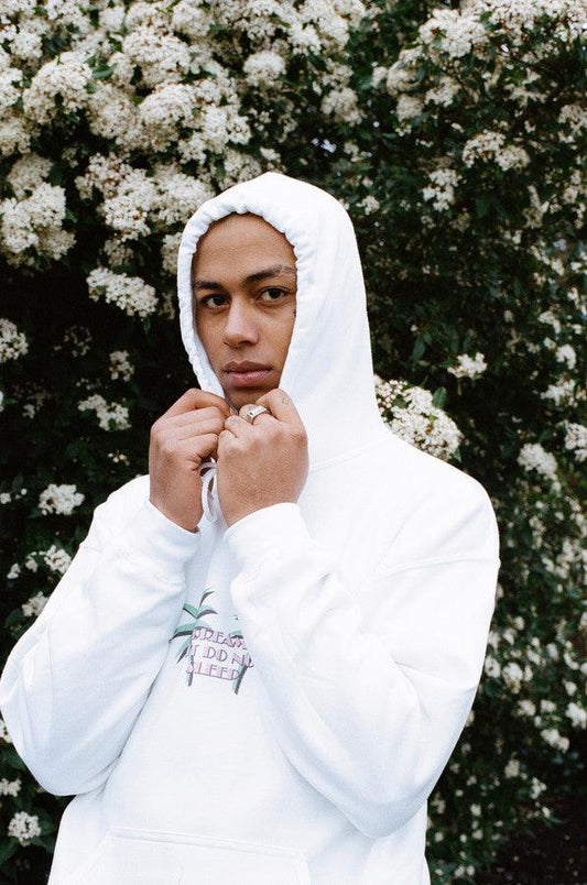 Hoodie In White With Tropical Palm Tree Print - Dreambutdonotsleep