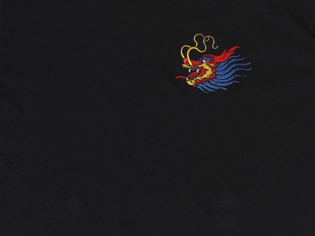 Black T-shirt With Chinese Dragon Embroidered Design - Dreambutdonotsleep