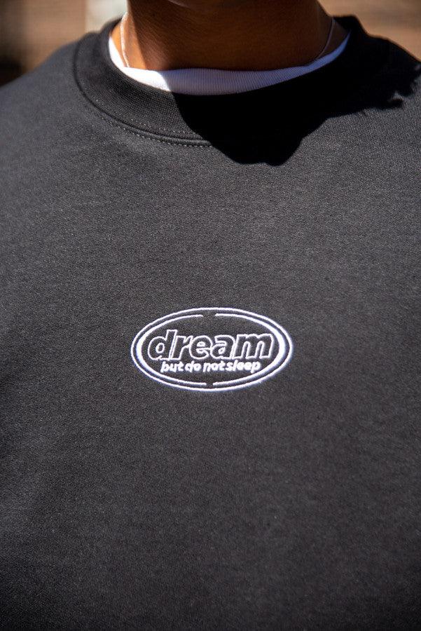 Black Sweatshirt With Oval Logo Embroidery - Dreambutdonotsleep