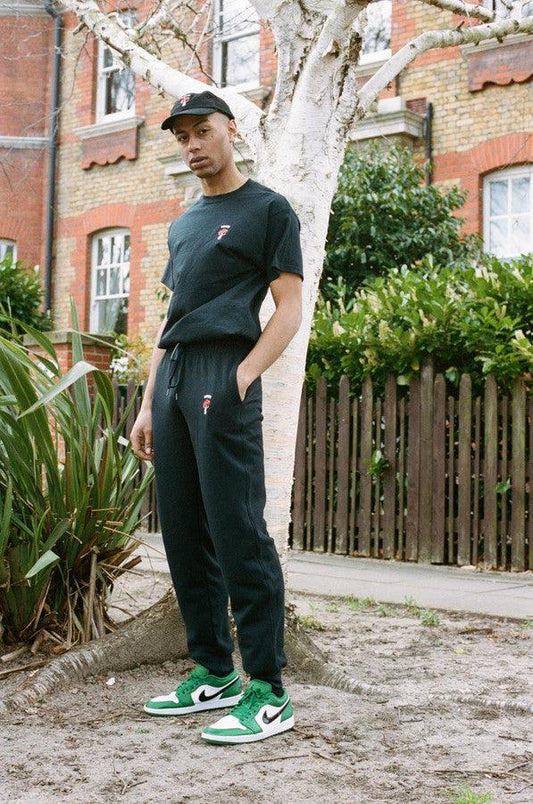 Joggers in Black with Embroidered Bro Shroom - Dreambutdonotsleep