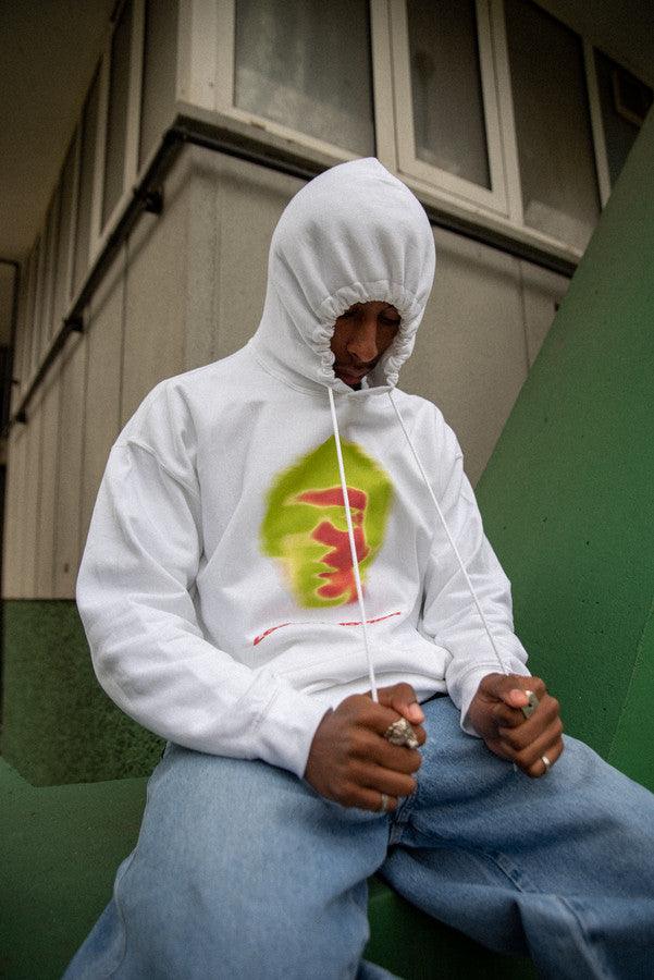 Hoodie in White With Lost In Motion Infrared Print - Dreambutdonotsleep