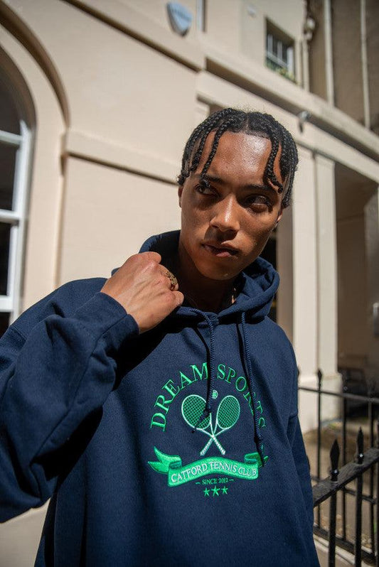 Hoodie in Navy with Catford Tennis Club Embroidery - Dreambutdonotsleep