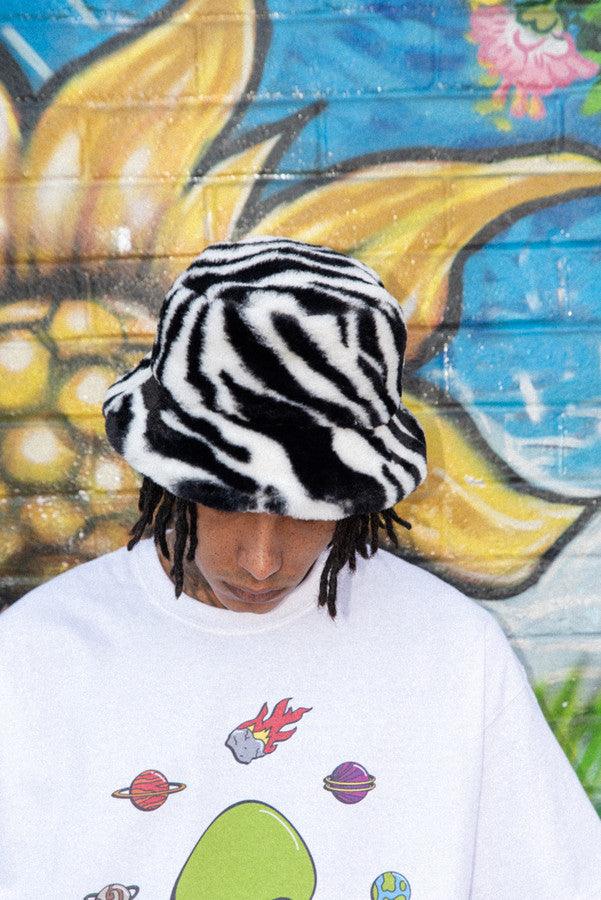 Bucket Hat Soft & Fluffy Zebra Print - Dreambutdonotsleep