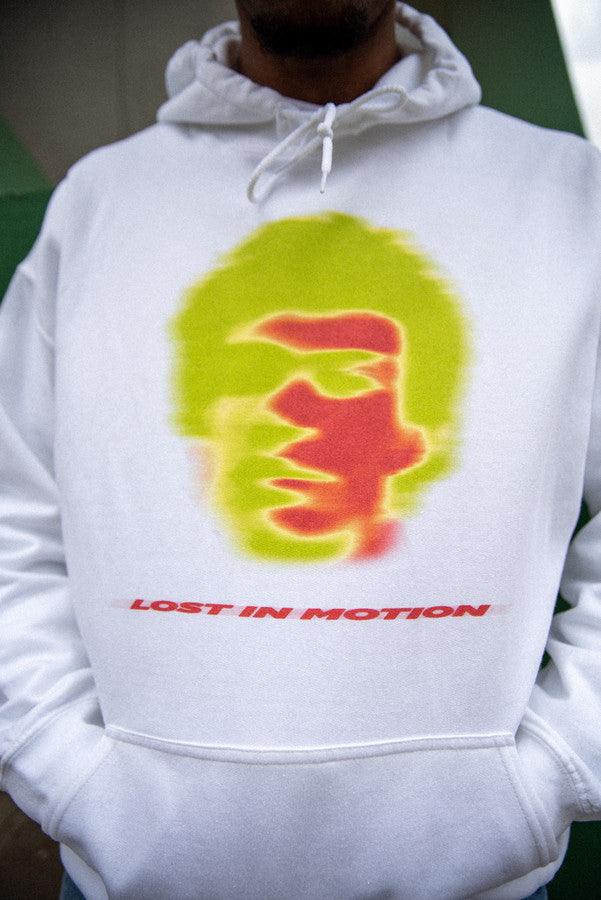 Hoodie in White With Lost In Motion Infrared Print - Dreambutdonotsleep