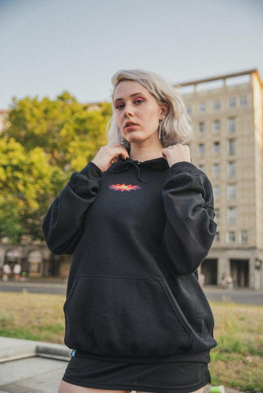 Black Hoodie With POW! Embroidered Logo - Dreambutdonotsleep