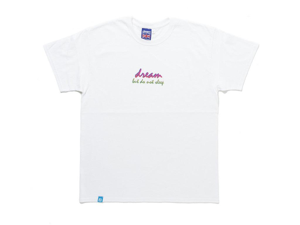90s Logo Design On White Short Sleeved T-shirt - Dreambutdonotsleep