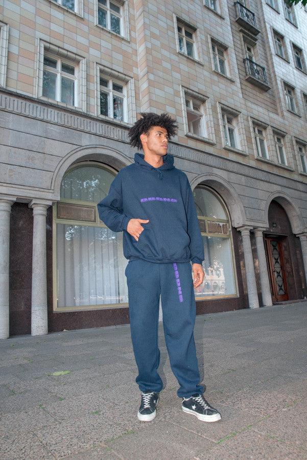 Joggers in Navy with Embroidered Logo Design - Dreambutdonotsleep
