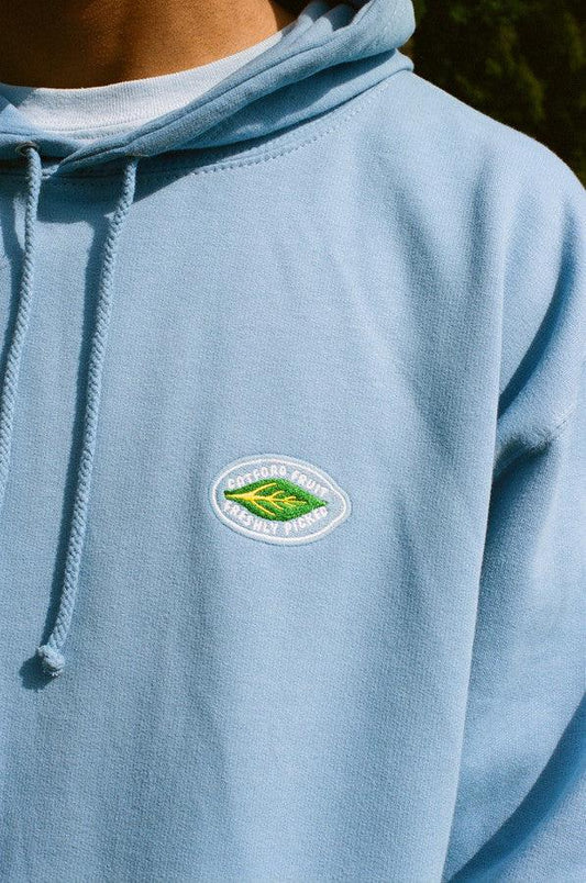 Hoodie in Cornflower Blue with Fruit Sticker Embroidery - Dreambutdonotsleep