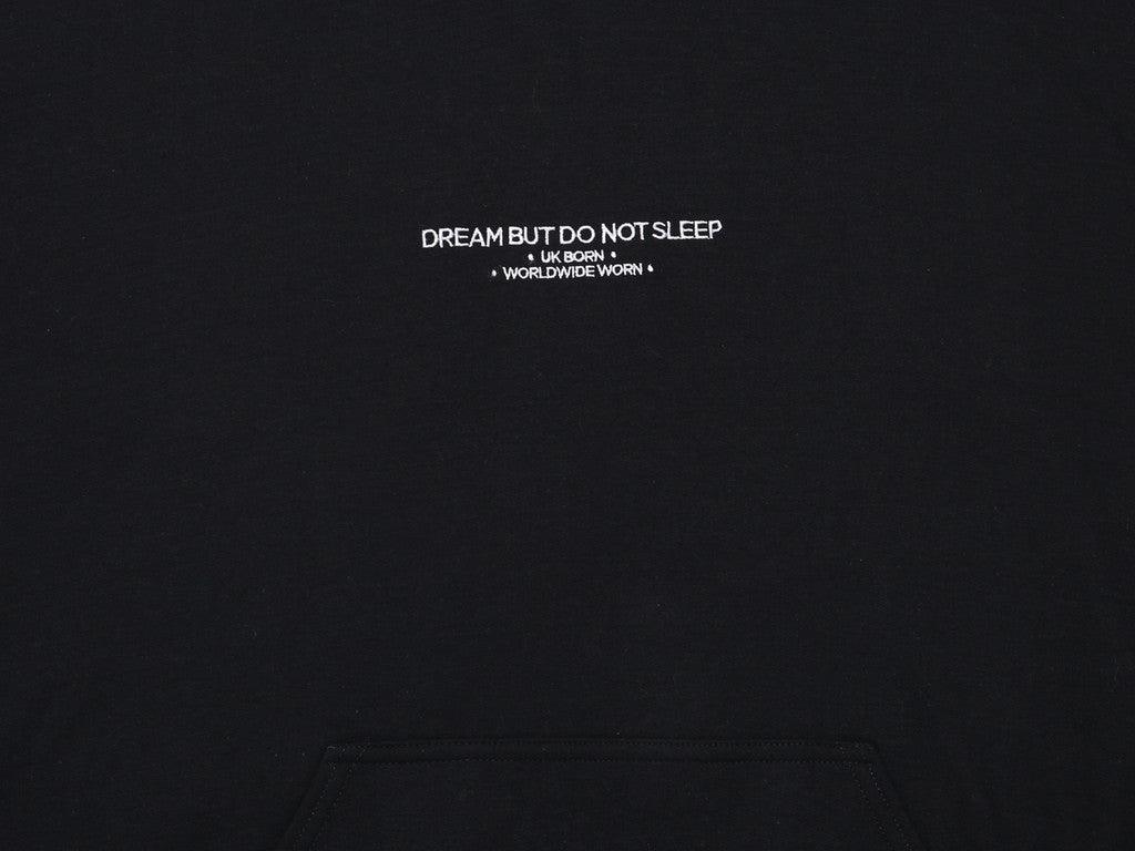 Black Hoodie With Embroidered UK Born Logo - Dreambutdonotsleep
