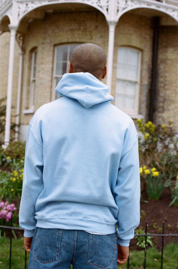 Hoodie In Light Blue With Drive In To The Sunset Print - Dreambutdonotsleep