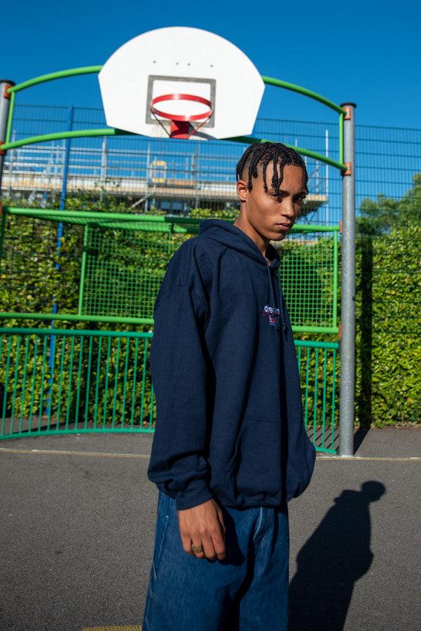 Hoodie in Navy with Dream Sports Logo Embroidery - Dreambutdonotsleep
