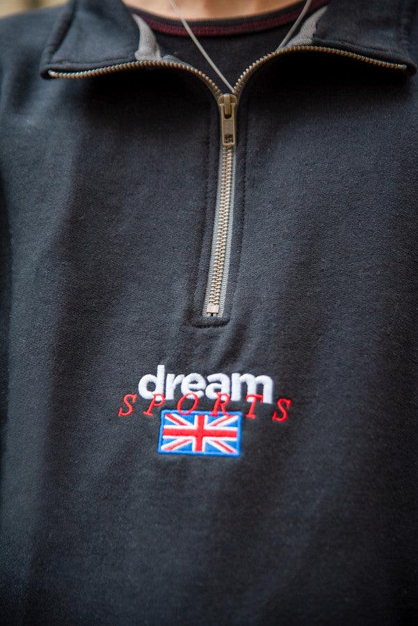 1-4 Zip Sweatshirt In Black With Dream Sports Embroidery - Dreambutdonotsleep