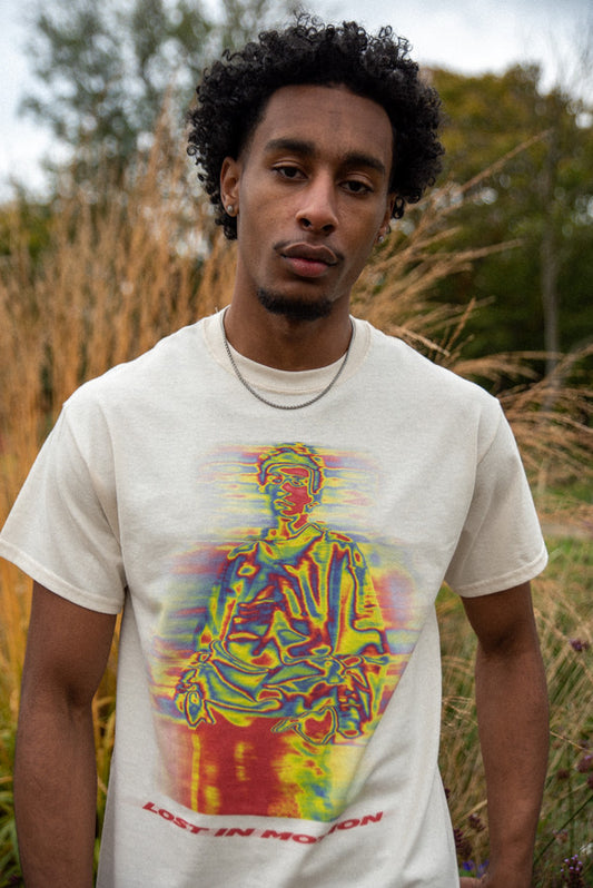 Short Sleeved T-Shirt in Neutral With Lost In Motion Infrared Print