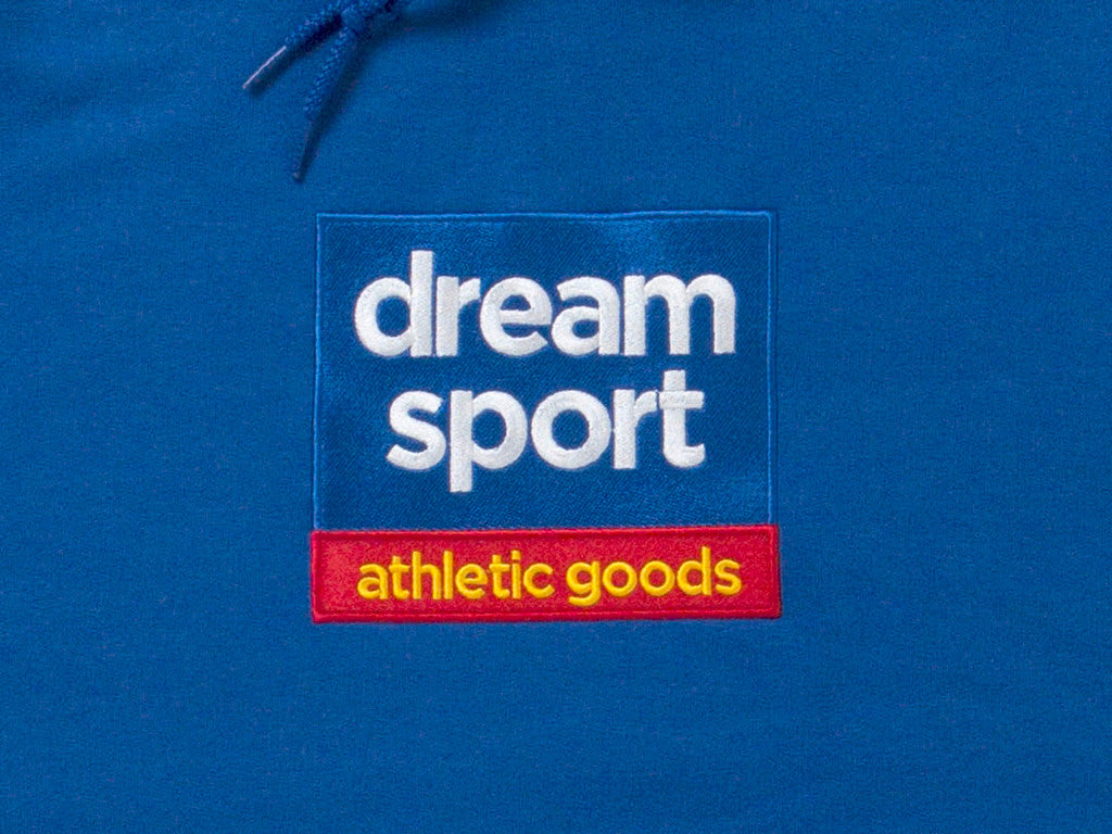 Royal Blue Hoodie With Dream Sport Athletic Goods Design.