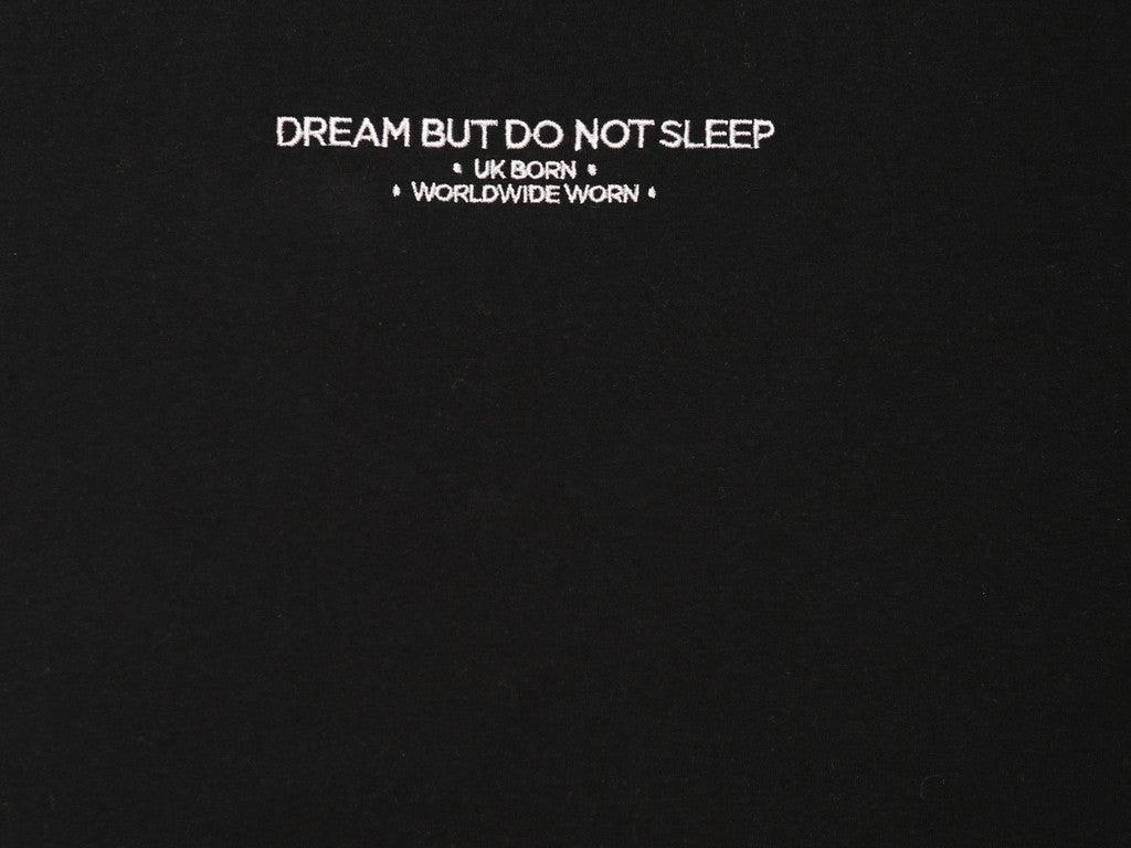 Black Short Sleeved T-shirt with Embroidered UK Born Logo - Dreambutdonotsleep
