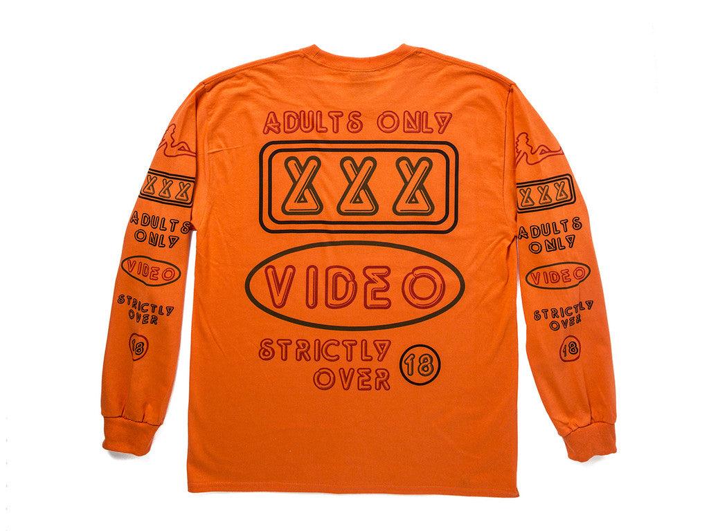 Adults Only' Design On Orange Long Sleeved T-shirt - Dreambutdonotsleep