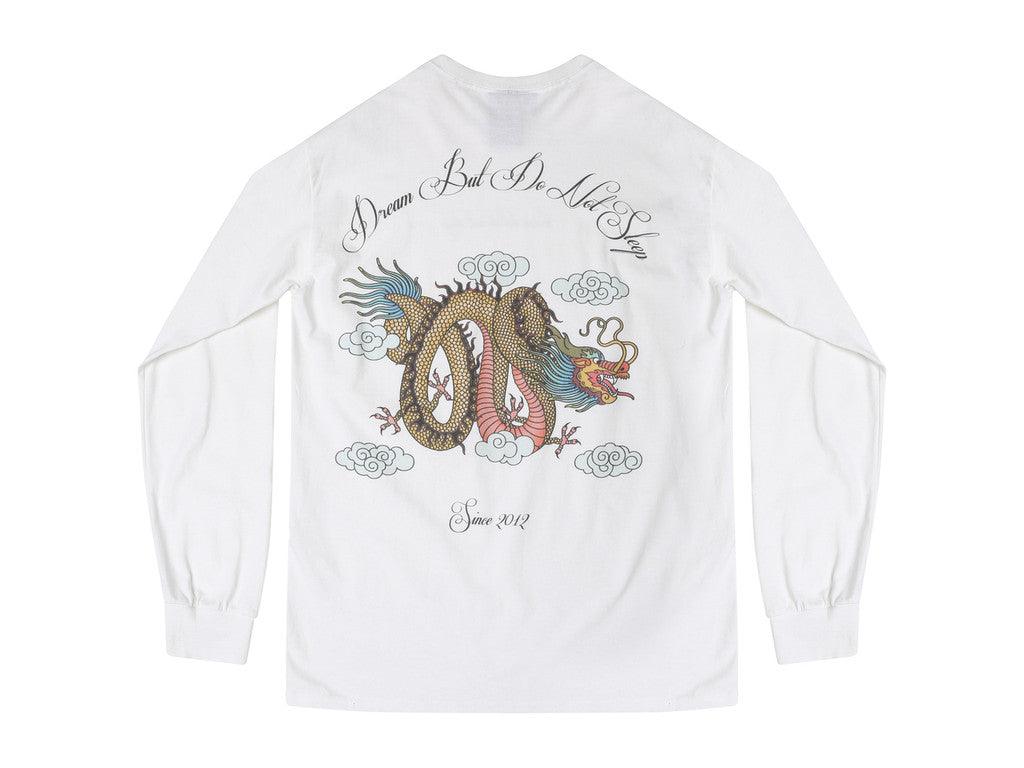 Chinese Dragon Design On A White Long Sleeved T-shirt - Dreambutdonotsleep
