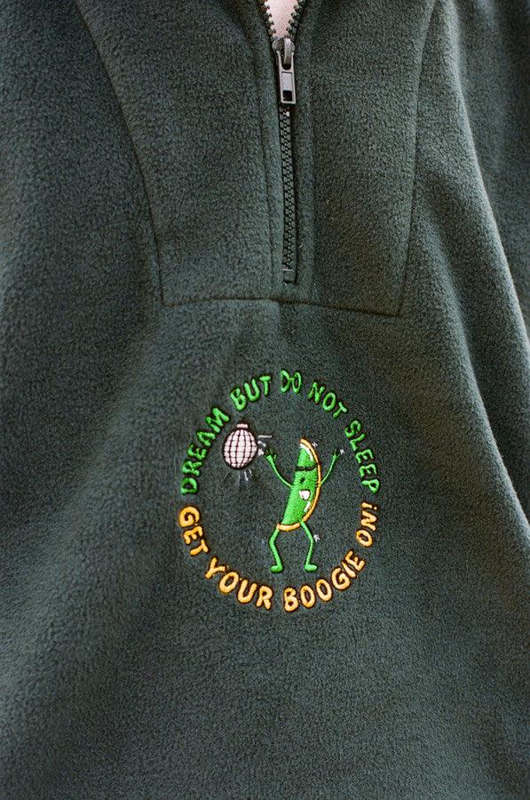 Fleece In Forest Green Disco Dave Fruity Raver Embroidery - Dreambutdonotsleep