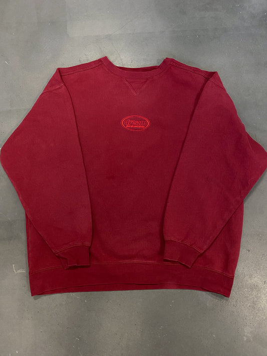 Reworked Vintage Sweatshirt in Burgundy with Oval Logo Embroidery