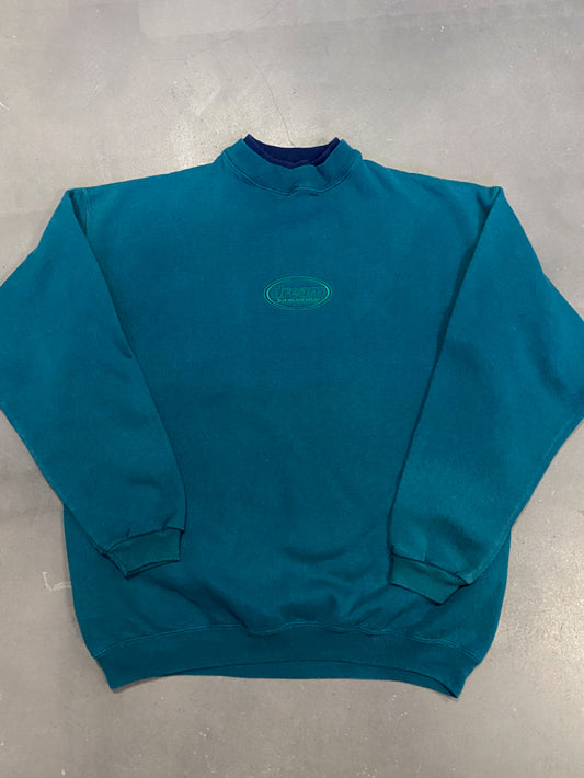 Reworked Vintage Sweatshirt in Turquoise with Oval Logo Embroidery